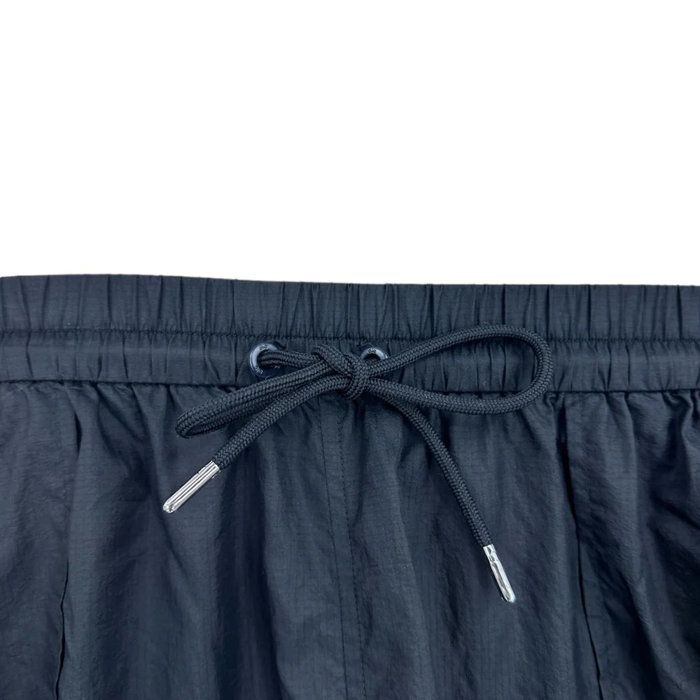ALO Yoga Ultra Thin Pants Running Track Drawstring Zip Pockets Black